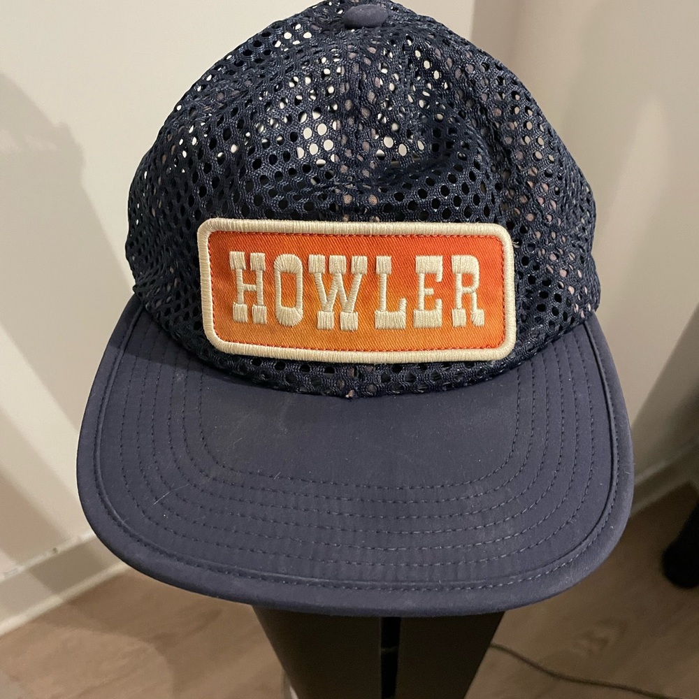 Howler Brothers Navy Mesh Hat with Orange Patch